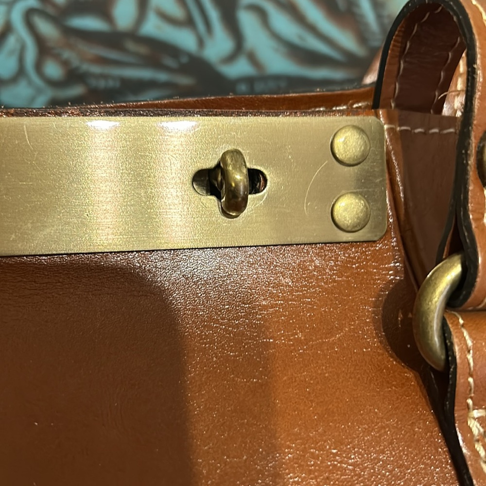Patricia Nash Brown Leather Studded Tote with Gold Hardware - Picture 4 of 12